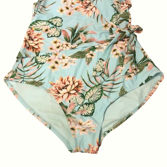 NEW Kona Sol One Piece Swimsuit Sz XL Full Coverage Wrap Tropical Floral Modest - Picture 6 of 11